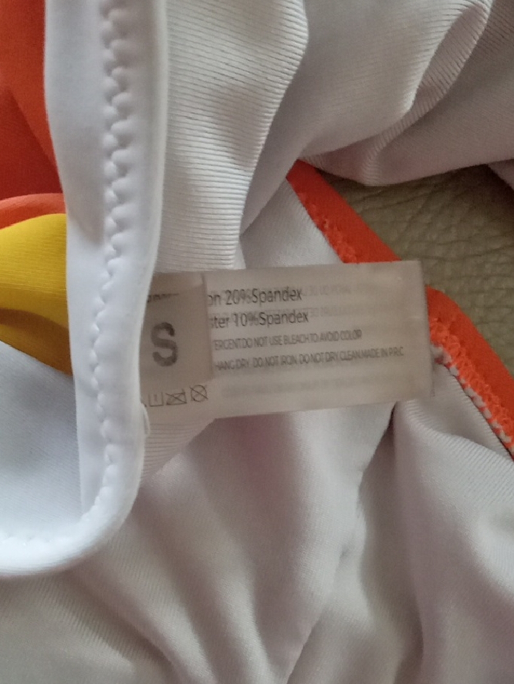 High-Waist Colorblock Women's Swim Bottoms - Orange/Yellow/White - Picture 5 of 5